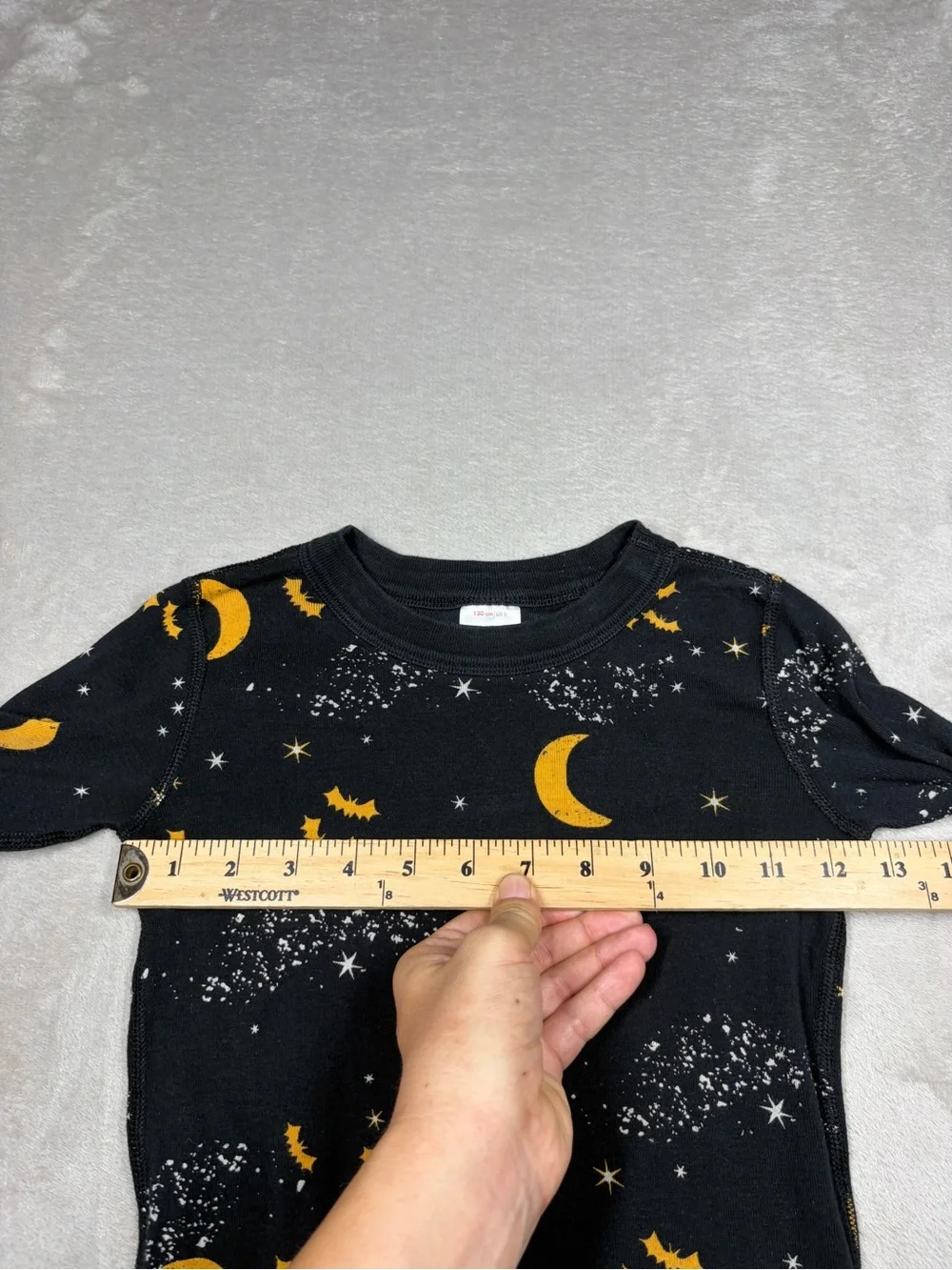 Hanna Andersson Kids Black Stars Bat Moon Midnight Stars Halloween PJ Top Size 8